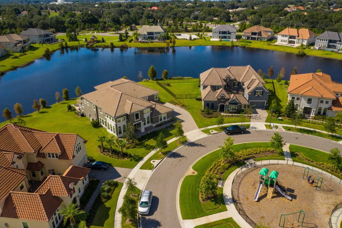 Aerial drone image of luxury real estate drone photography