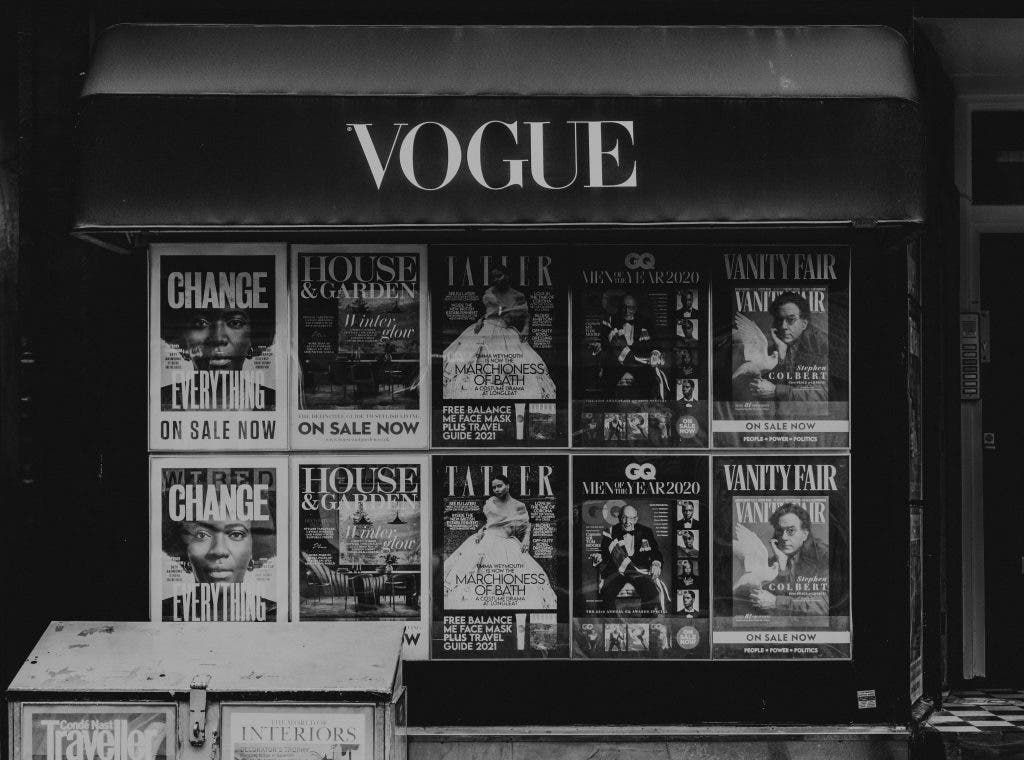 wall of vogue magazines