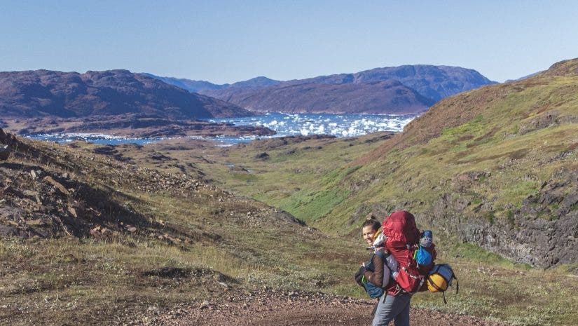 Stephanie solo backpacking in Greenland (via drone)