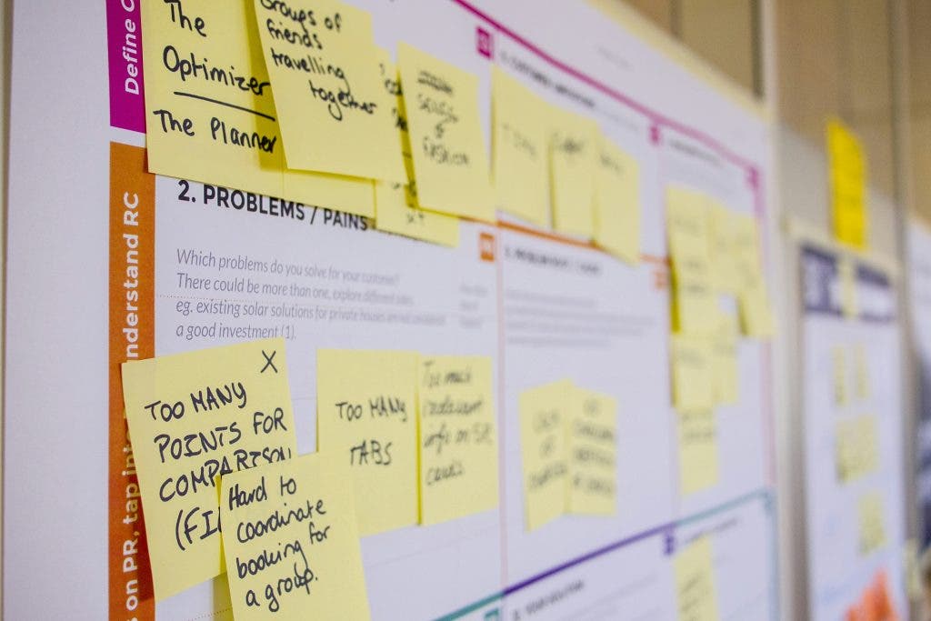 a brainstorming board of a strategizing marketing team