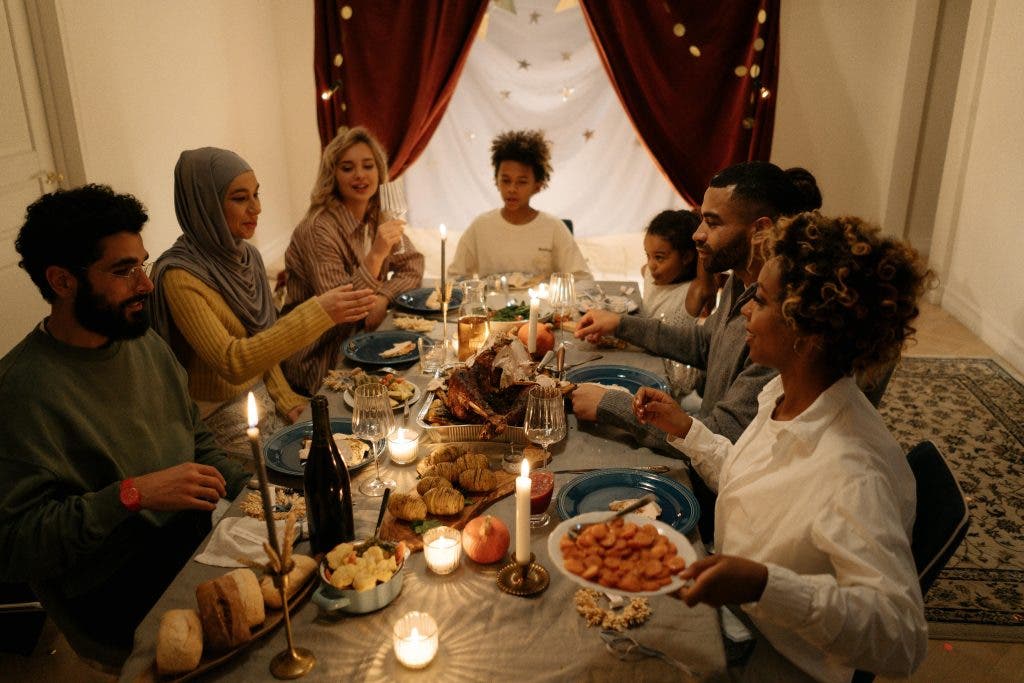 a photo of a family at a festive gathering