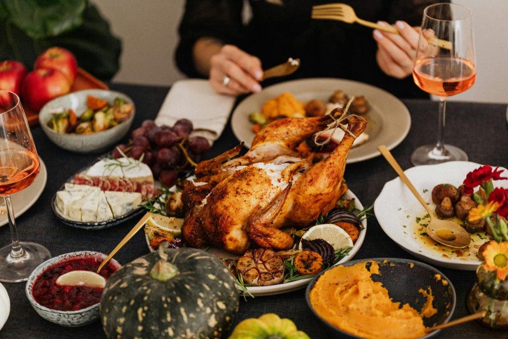 a photo of a food display on thanksgiving