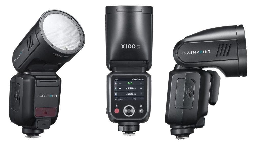 Flashpoint X100 TTL R2 Front, Side, and Back views