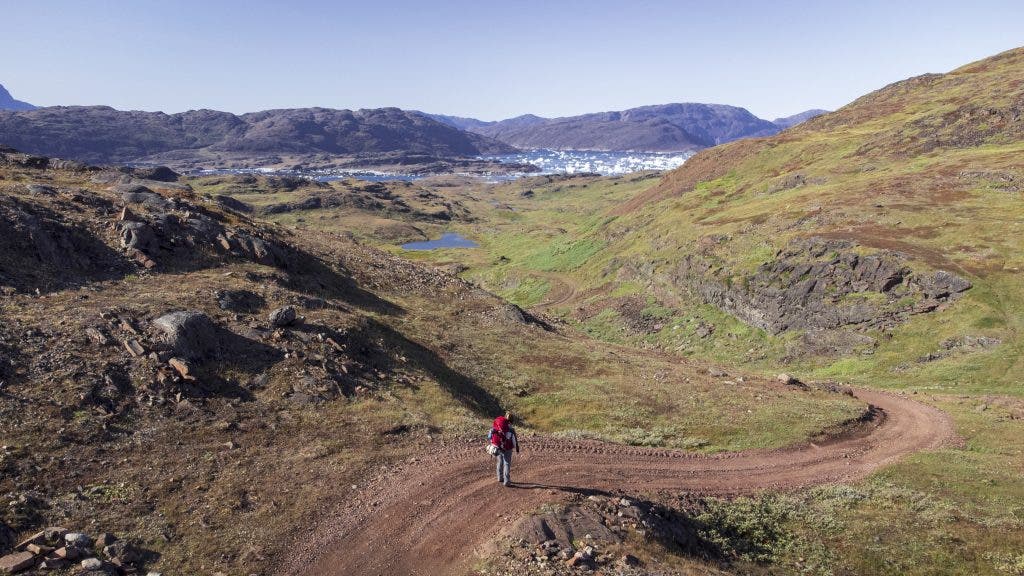 Drone photo of Stephanie solo backpacking Greenland_Stephanie Vermillion