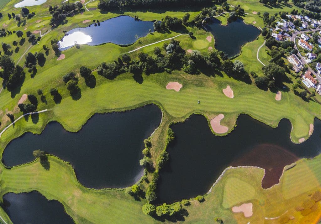 a surveying aerial photo
