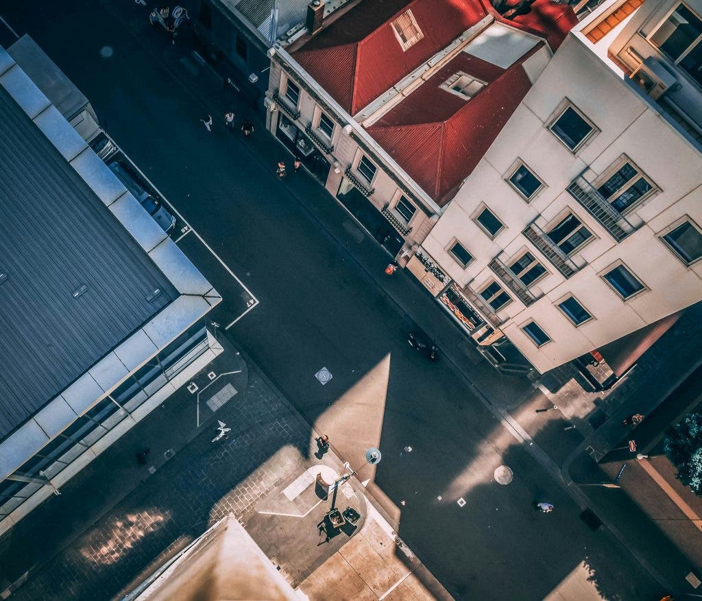 a drone surveying a construction site