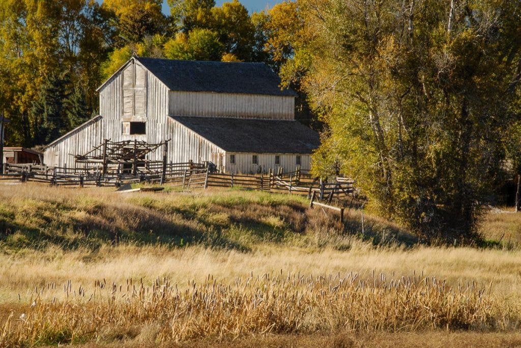 a telephoto lens was the best lens for landscape here to show the details of the barn