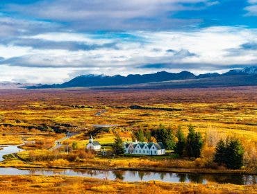 Thingvellir national park in Iceland. Iceland fall nature landscape. Thingvellir nature. Thingvellir park river. River in fall Iceland. Autumn landscape. Thingvellir autumn landscape. - best lens for landscape photography