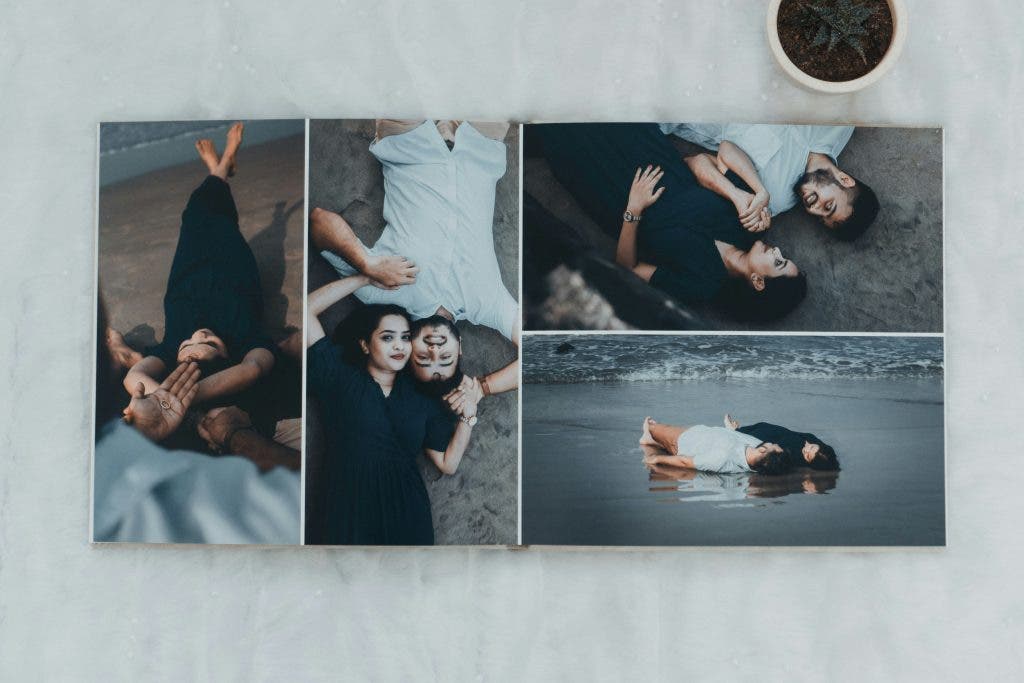 a photobook creative layout of a couple