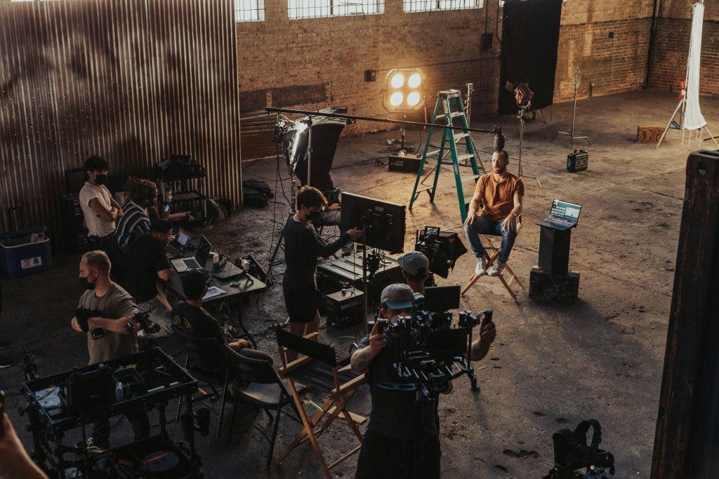 a filmmaking project with a whole crew and an actor