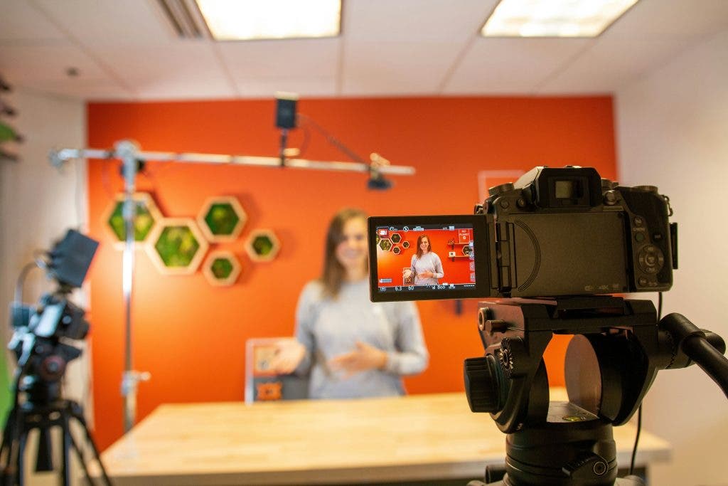 an actor shooting an educational video