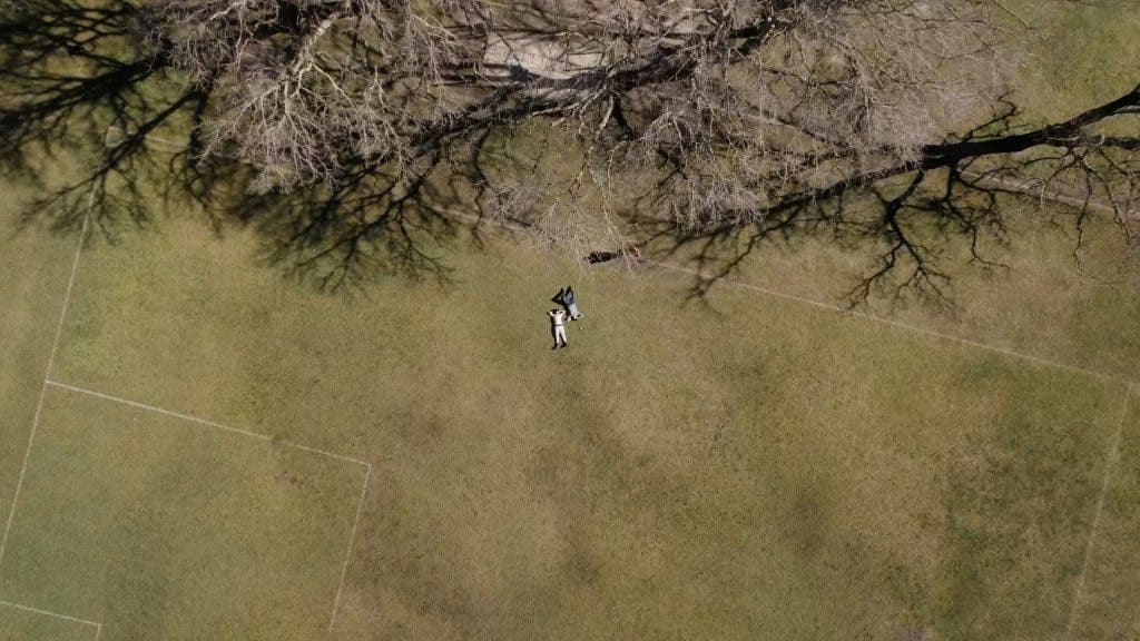 Resting on the field of play — an aerial moment that reminds us of the magic drones bring to storytelling