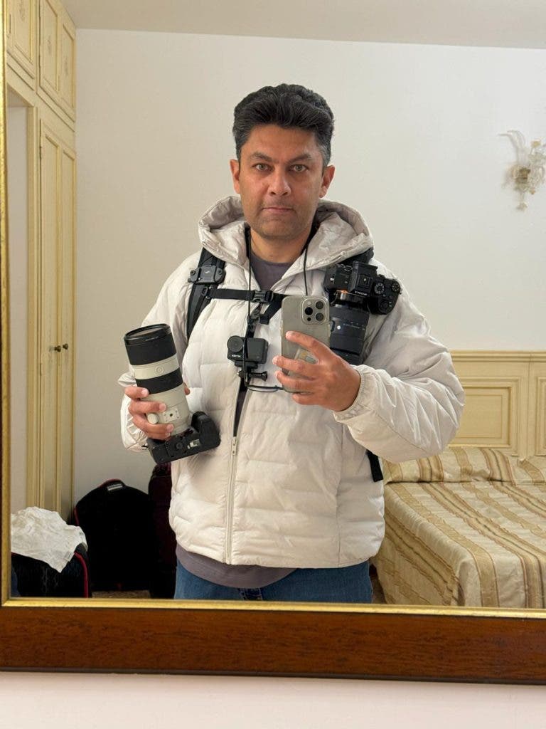 Muji mirror selfie with gear for street photography