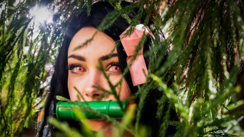 cosplay photography of Nezuko Kamado, a character from Demon Slayer