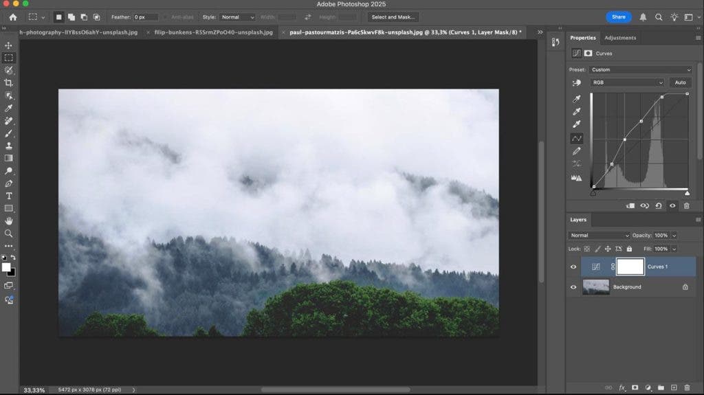 Landscape image - adjusting curves