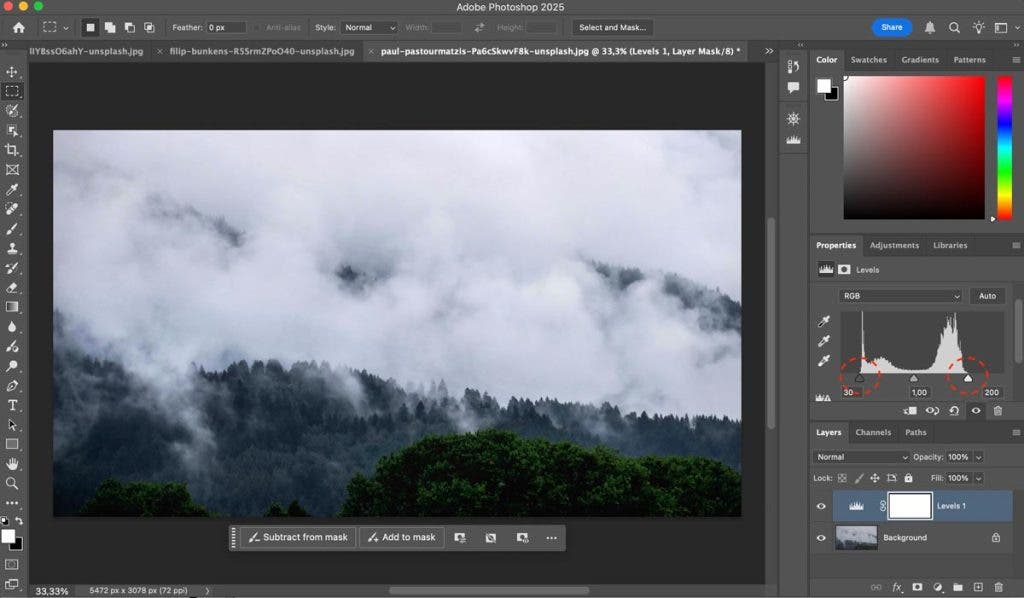 Landscape image - adjusting levels