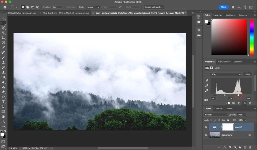 Landscape image - adjusting levels