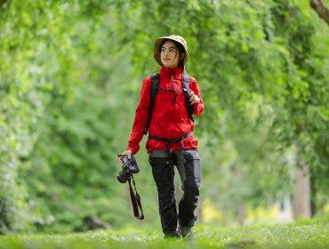Sustainable Photographer walking