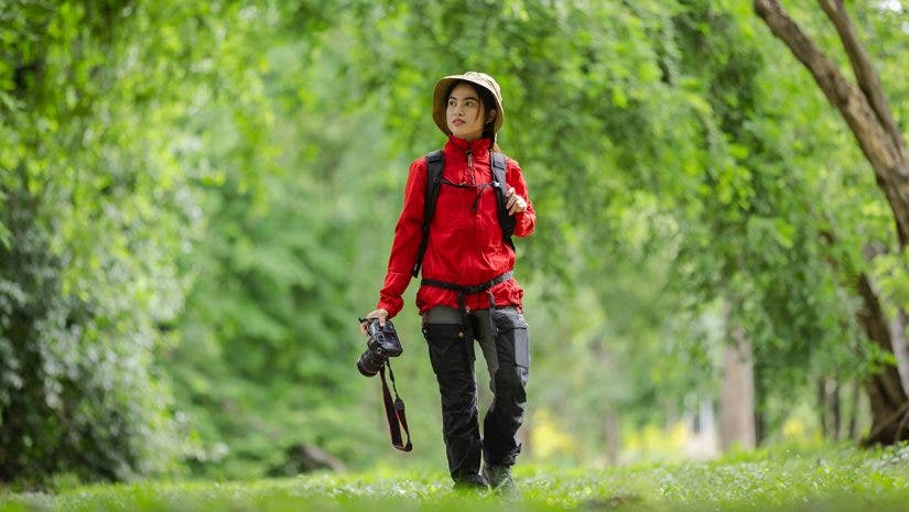Sustainable Photographer walking