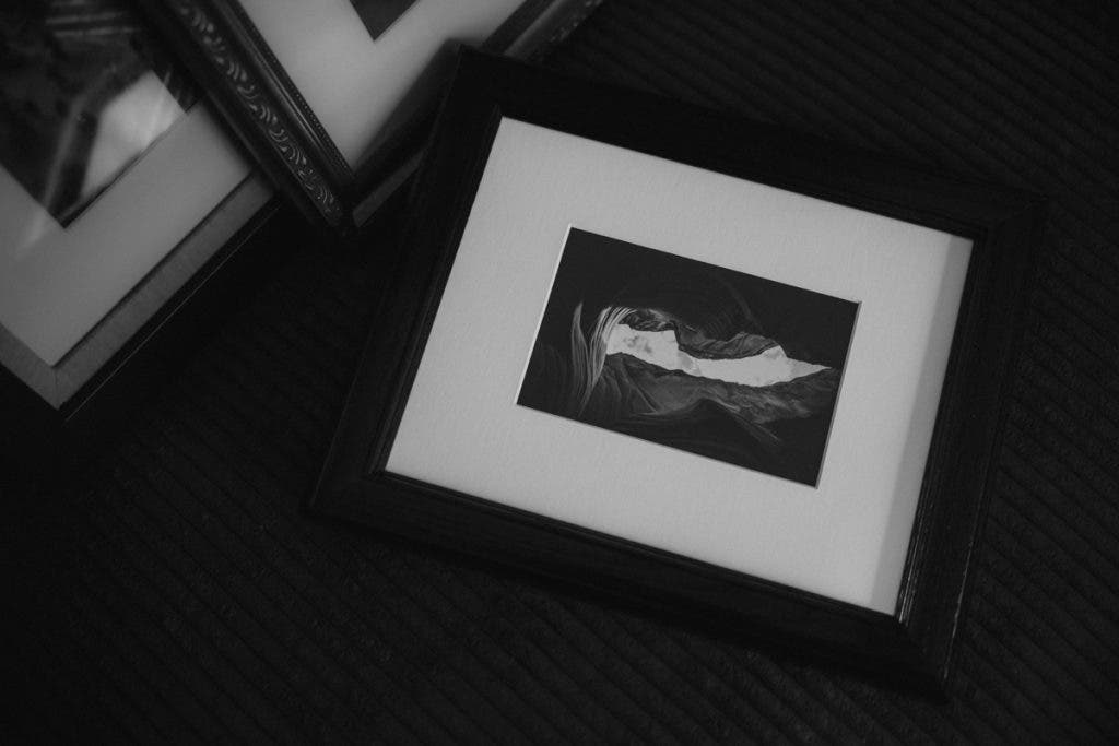 black and white framed printed photo