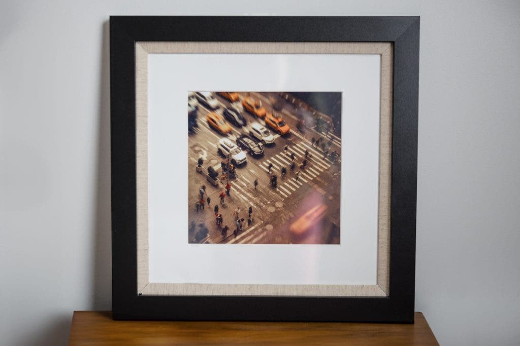 framed photo on a table