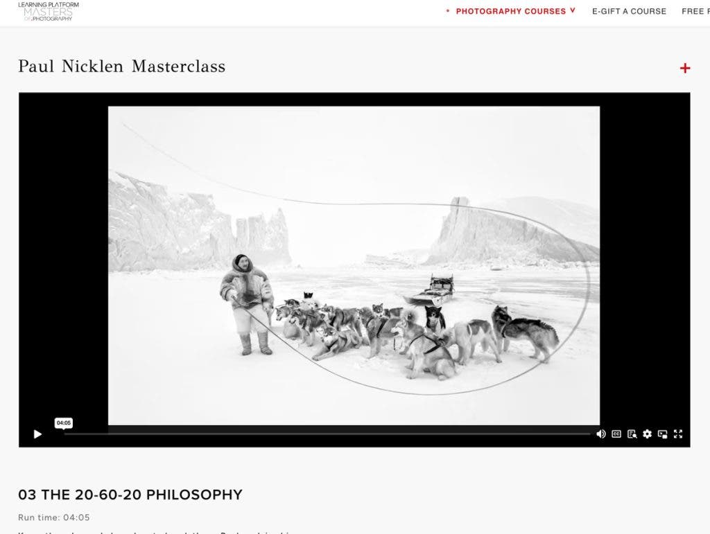 Paul Nicklen Masterclass, image of man with sled dogs