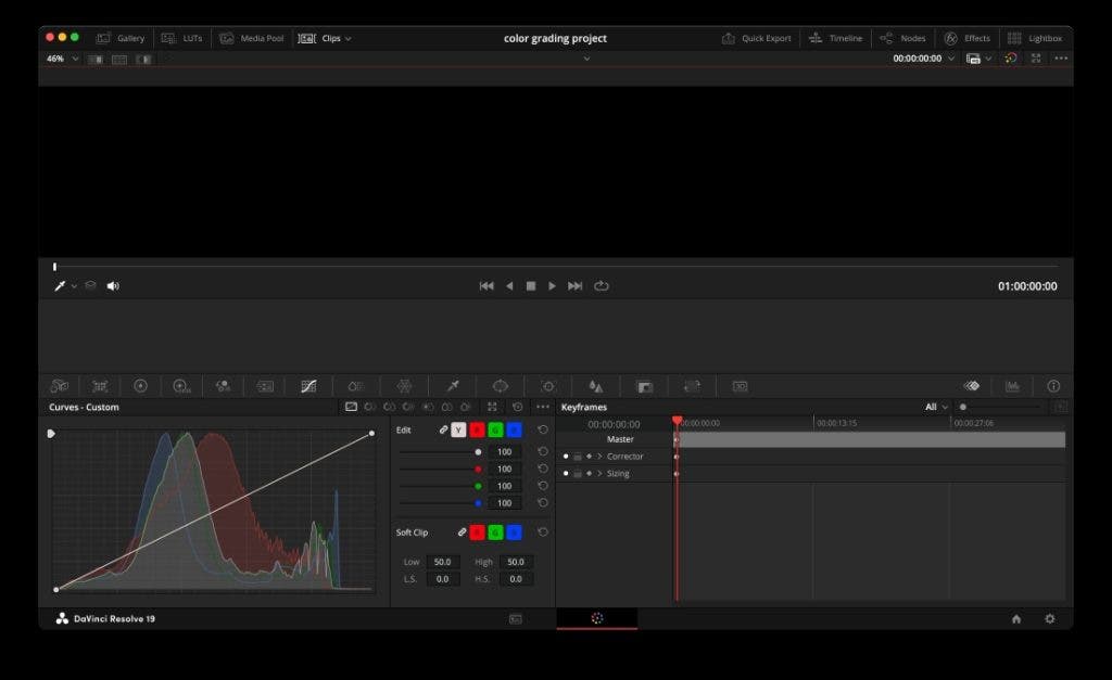 color page view in Davinci Resolve