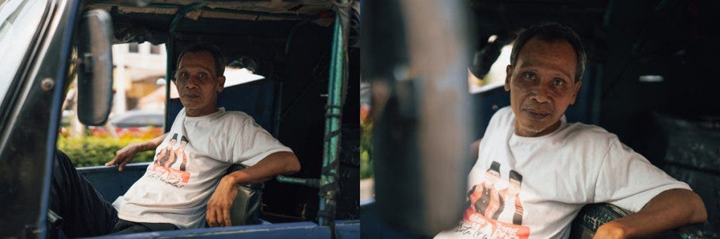 50mm portraits of a tuk-tuk driver in Jakarta