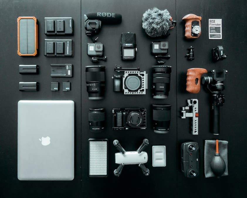 photography gear flatlay