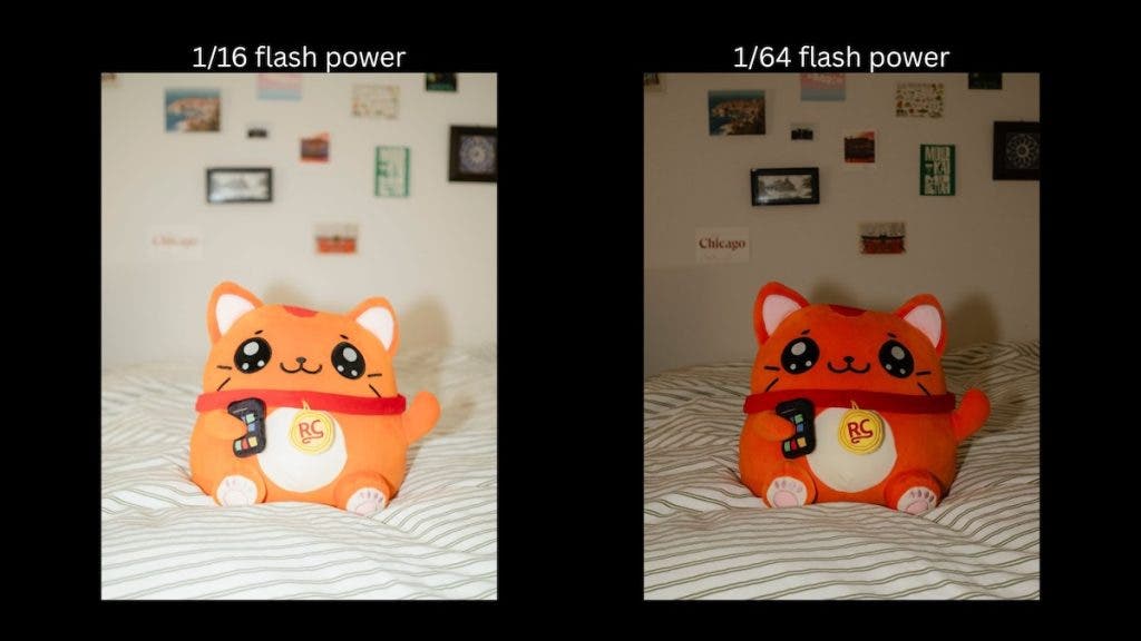 1/16 flash power vs 1/64 flash power comparison example photo