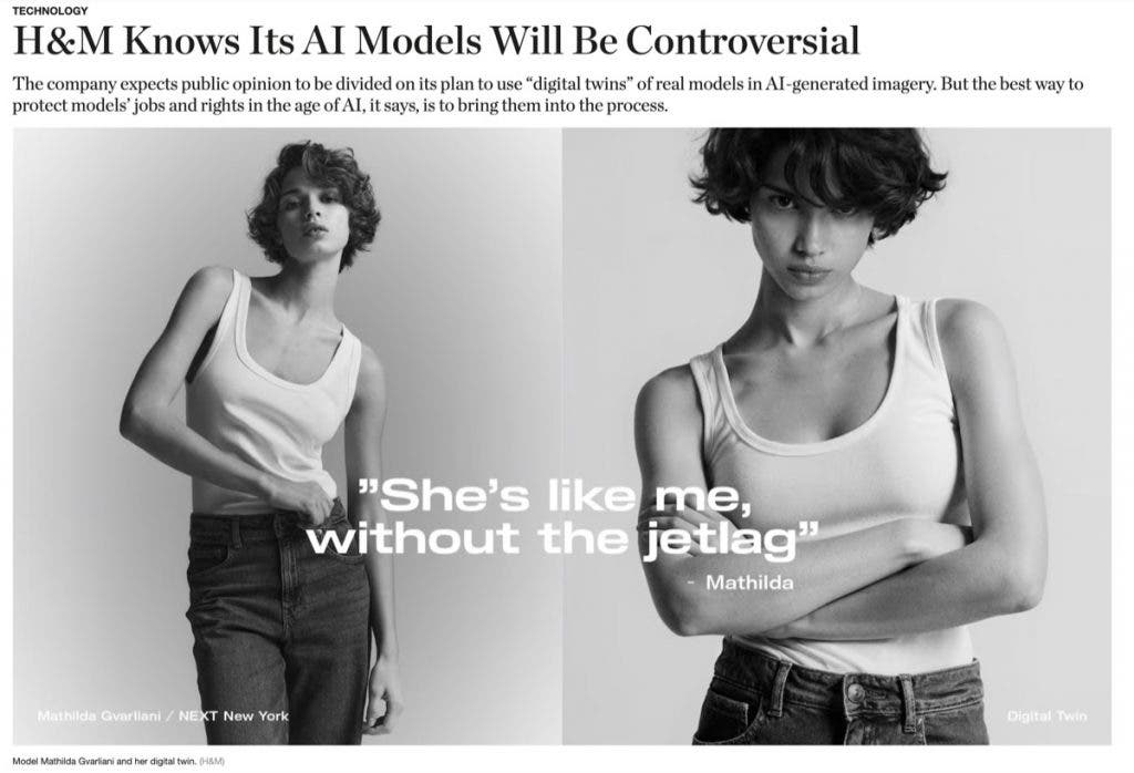 New covering H&M Digital Twins Campaign from Business of Fashion