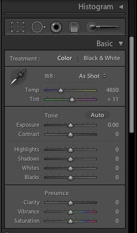 Sliders in Adobe Lightroom 4