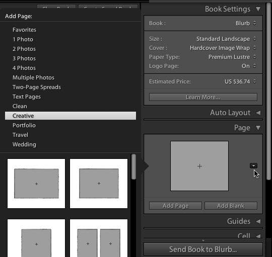 Adobe Lightroom 4 book settings