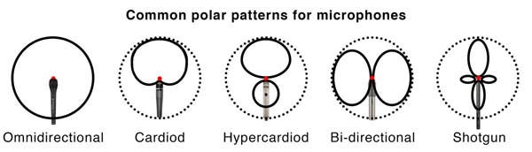 Common Polar Patterns for Microphones