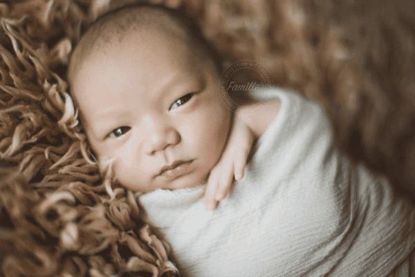 swaddled newborn baby